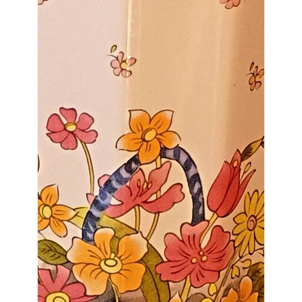 White Vtg Flower Basket Vase 9